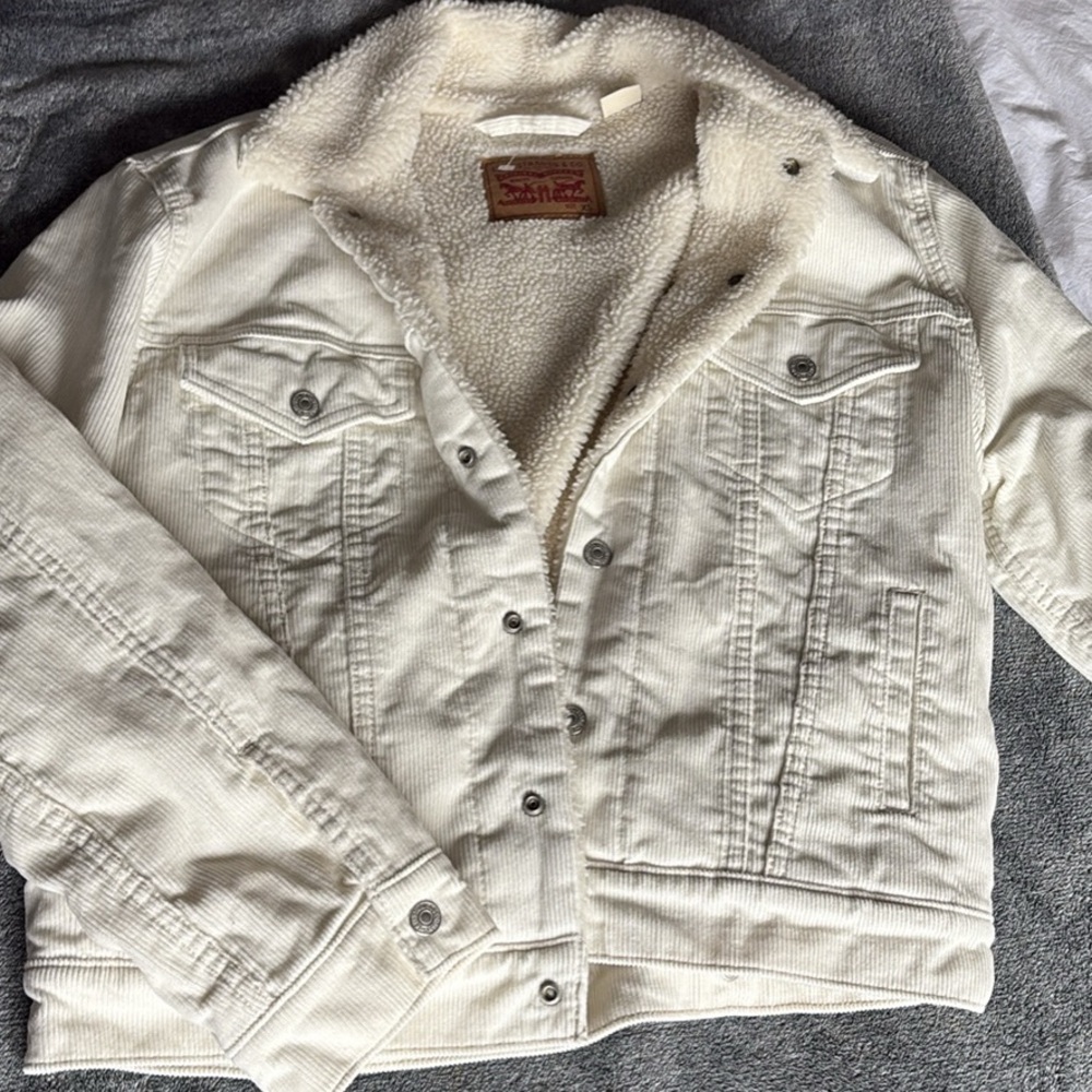 Levi's Off-White Corduroy Jacket with Sherpa Lining